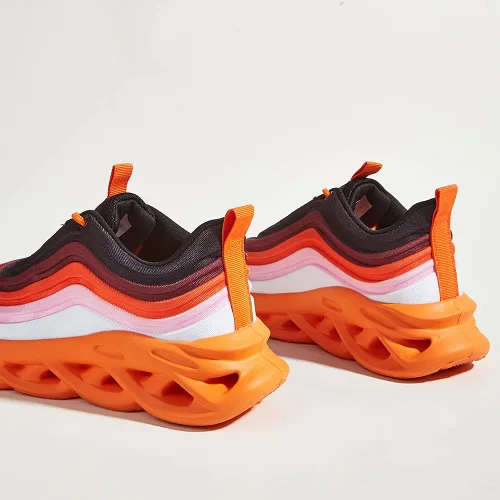 Vista 5 de LUCKY STEP Tenis de moda para mujer con plataforma gruesa teñido anudado arcoíris