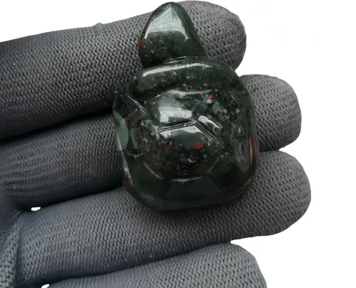 Vista 3 de Estatuas de animales talladas a mano de tortuga de sangre africana natural, coleccionables, cristales de 1.5 pulgadas y escultura de piedras