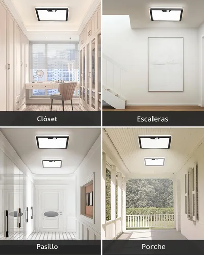 Vista 7 de Annaror Luz de techo con sensor de movimiento de 12 pulgadas cableada, 3000K 4000K 5000K seleccionable, luz de techo cuadrada de montaje empotrado