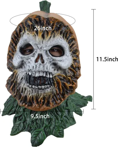 Vista 5 de Máscara de calavera de calabaza, cabeza de calabaza, máscara de calabaza, máscara de calabaza de látex para adultos