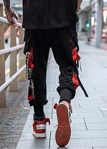 Vista 4 de HONIEE Pantalones deportivos hiphop punk para hombre