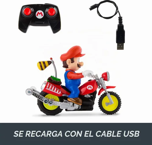 Vista 5 de Hot Wheels Mario Wheelie Motocross RC, vehículo a batería con control remoto