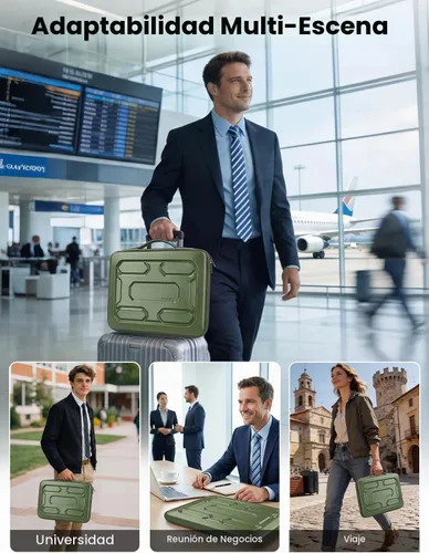 Vista 10 de DOMISO Funda rígida para laptop de 17 a 17.3 pulgadas, impermeable, a prueba de golpes, funda rígida para laptop con asa y bolsillo