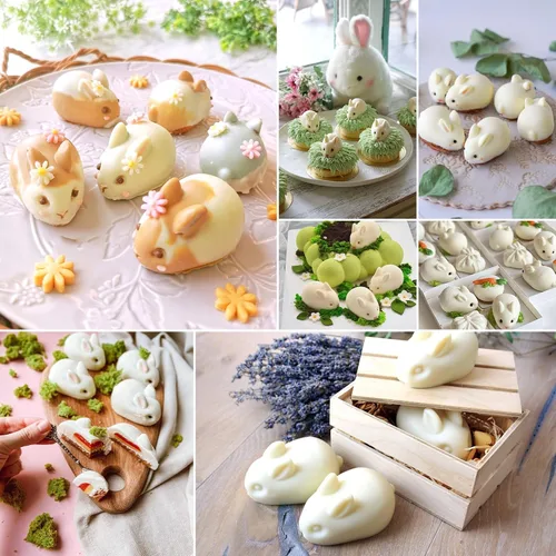 Vista 6 de MEMOVAN Molde de silicona 3D de conejo de Pascua con 6 cavidades, molde de silicona para conejo, conejo de Pascua, molde de chocolate para hornear