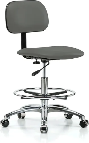 Vista 83 de Perch - Silla de laboratorio cromada con respaldo ajustable, altura del escritorio de 17 a 22 pulgadas, tela negra