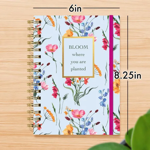 Vista 7 de Designer Greetings, Designer Papers - Diario de tapa flexible con banda elástica, diseño de flores aisladas Bloom, 320 páginas (6" x 8.25")