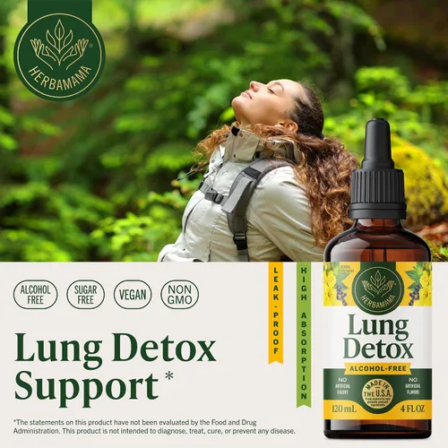 Vista 2 de HERBAMAMA Gotas de limpieza pulmonar con hoja de gordolobo - Gotas
