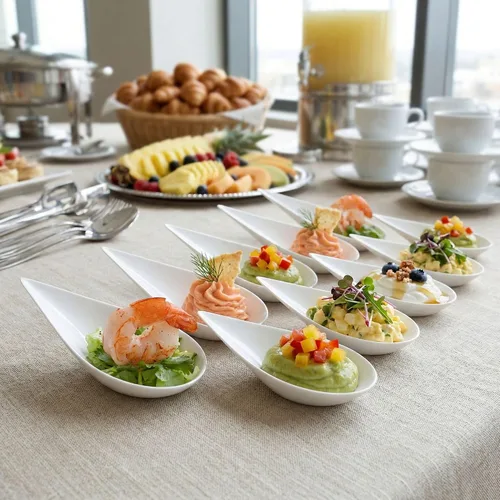 Vista 4 de Restaurantware Cucharas de lágrima de 4 x 2 pulgadas, 20 cucharas de aperitivo – Cucharas desechables de plástico blanco con sangría para bodas