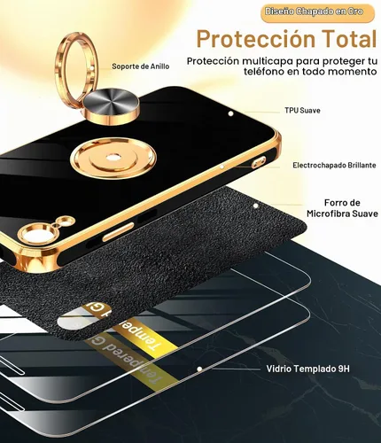 Vista 2 de LeYi Funda para iPhone XR: con Protector de Pantalla de Vidrio Templado [Paquete de 2] Soporte de Anillo Giratorio de 360°, Soporte Magnético