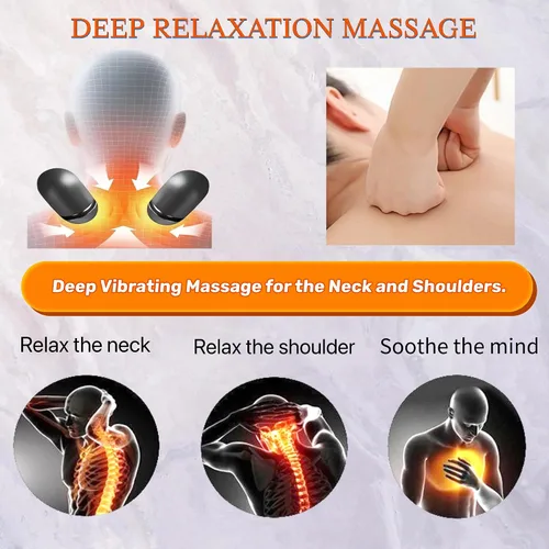 Vista 4 de Almohada masajeadora 3 en 1 para el cuello con calor, almohada de masaje de tejido profundo para relajación del cuello (Gris Oscuro)