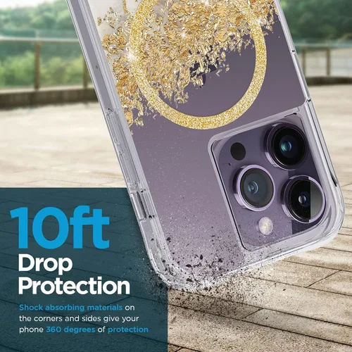 Vista 3 de Case-Mate Funda para iPhone 14 Pro – Karat Marble [protección contra caídas de 10 pies] [compatible con MagSafe] Funda magnética con bonito brillo