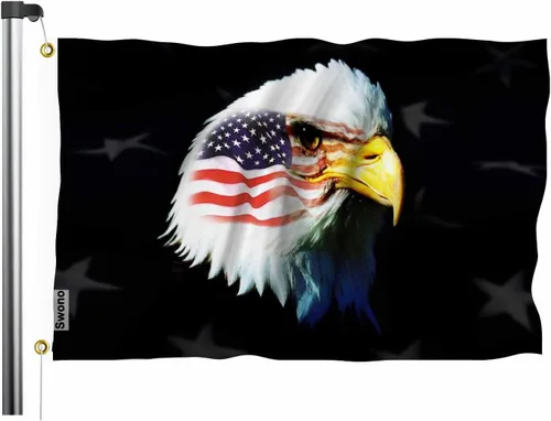 Vista 10 de Swono Bandera de calavera con diseño de esqueleto con dedo medio, bandera negra de 3 x 5 pies, bandera grande para exteriores e interiores, oficina