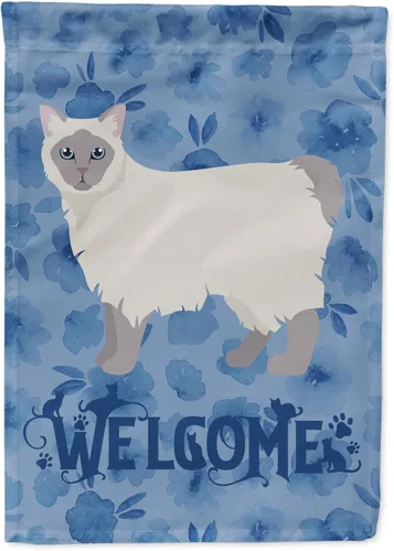 Vista 232 de Caroline's Treasures CK4813CHF - Bandera de bienvenida con gato abisinio azul, manga grande, para porche, para colgar en la pared, poliéster