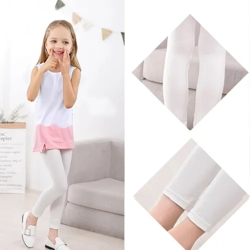 Vista 8 de Leggings básicos de algodón para niñas pequeñas, paquete de 3 leggings para niñas, pantalones largos, leggings activos para niñas