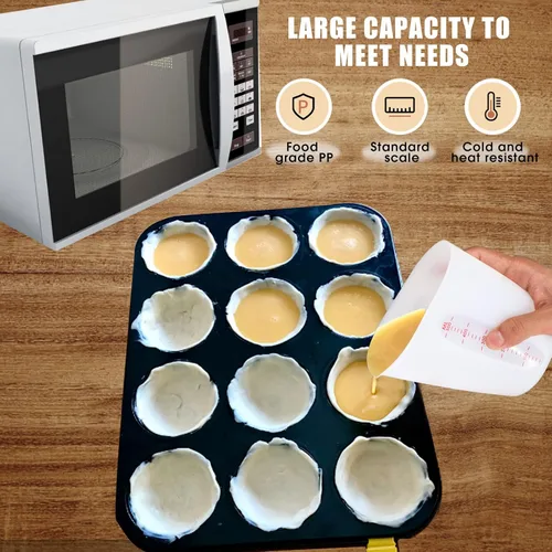 Vista 7 de ZUYEE Tazas medidoras de silicona (2 tazas + 1 taza) tazas de fusión flexibles para mantequilla de resina epoxi, taza de chocolate para hornear