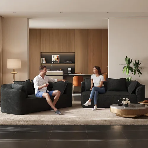 Vista 4 de OUYESSIR Sofá modular de gran tamaño de 111 pulgadas para sala de estar, sofá moderno de felpilla de lujo de 4 plazas, asiento extra profundo, sofá
