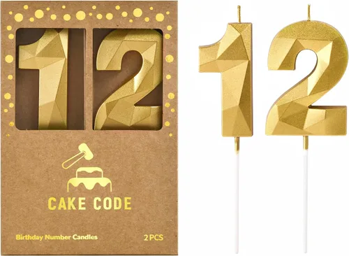 Vista 30 de Crystal Gold - Velas de cumpleaños con número 0 de 2.76 pulgadas, velas doradas y de números de pastel para celebración de fiesta