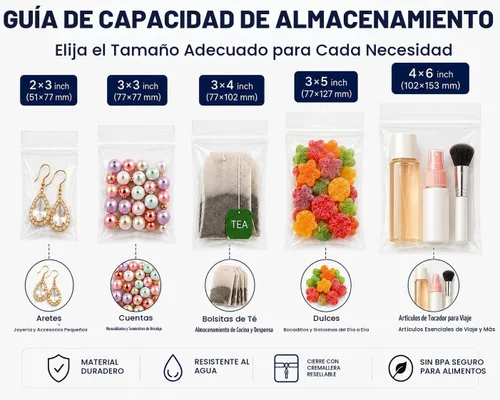 Vista 7 de 500 piezas de mini bolsas con cremallera de 2 x 2 pulgadas Bolsas pequeñas con cremallera Bolsa de plástico pequeña Bolsa para joyas
