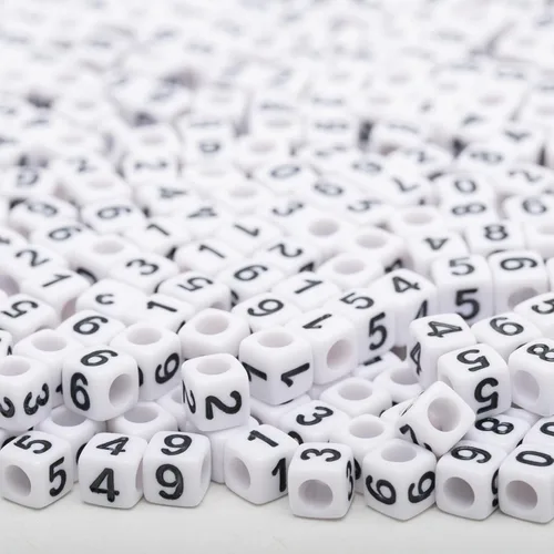 Vista 5 de 1000 cuentas numéricas de acrílico cubo cuentas para la fabricación de joyas (color negro)