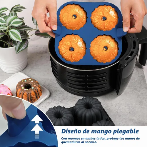 Vista 6 de Webake Sartén de silicona para hornear para hornear, moldes de tubo estriado antiadherentes sin BPA, 4 cavidades, juego de 2