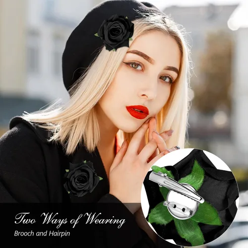 Vista 5 de Waydress 12 pinzas para el pelo con diseño de rosas, broches florales de flores mexicanas, accesorios para mujeres, regalos del día de la madre