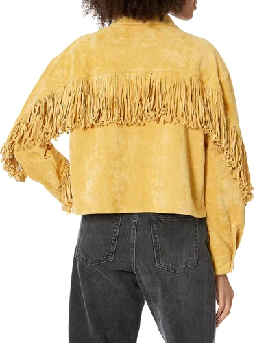 Vista 5 de [BLANKNYC] Ropa de lujo para mujer, chaqueta de camisa con flecos de gamuza sintética, abrigo cómodo y elegante