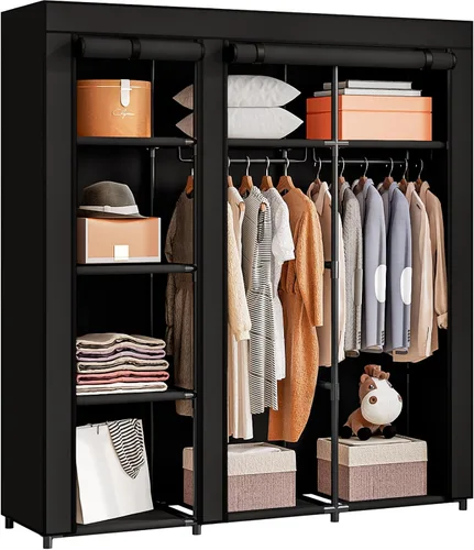 Vista 14 de SORCEDAS Portable Closet Wardrobe Organizer Storage with Cover Non-Woben Fabric Portable Wardrobe Closet for Hanging Clothes Racks Shelving 33 Inch