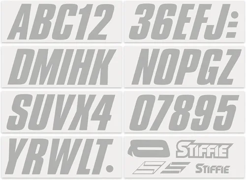 Vista 3 de STIFFIE Shift Silver 3" Boat & PWC Registration Decals • Etiquetas Adhesivas Letras Números
