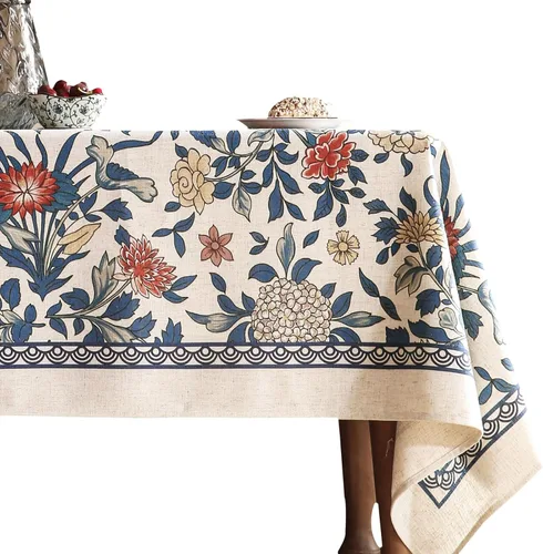 Vista 65 de [Usado] patdrea Mantel largo de lino de diseño verde para mesa rectangular, mantel vintage transpirable con patrón de frutas amarillas, funda