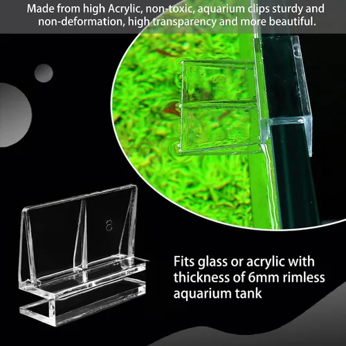 Vista 4 de 16 clips de acrílico para cubierta de acuario de 0.236 pulgadas, cubierta de vidrio transparente para pecera, soporte de soporte universal para tapa