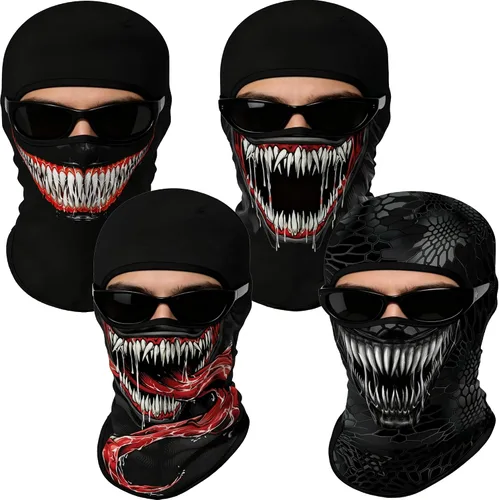 Vista 2 de Pasamontañas 3D, máscara de cara completa, resistente al viento, máscara de esquí con calavera táctica para motocicleta, ciclismo, Halloween 4