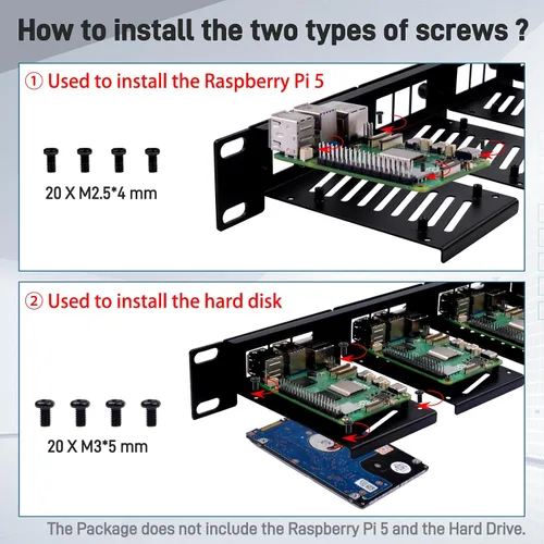 Vista 7 de GeeekPi 19 pulgadas 1U Rack Mount para Raspberry Pi 5/4B/3B+/3B, con soportes frontales extraíbles, compatible con gabinetes de servidor de 19