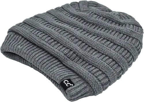 Vista 73 de C.C Winter Oversized Beanie Hat with Fuzzy Lining – Thick Knit Thermal Beanie for Cold Weather, Soft Warm Fleece Lined Cap