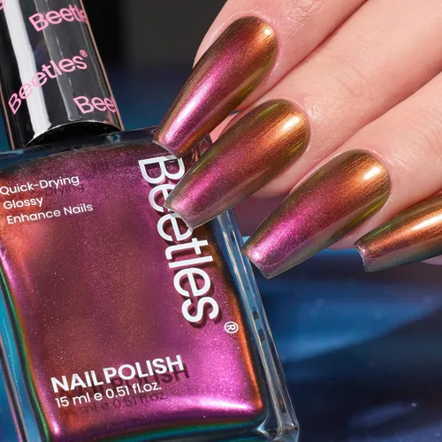 Vista 18 de Beetles - Esmalte de uñas morado – Violeta nublado de 0.51 onzas líquidas, esmalte de uñas morado pastel con purpurina de secado rápido para uñas