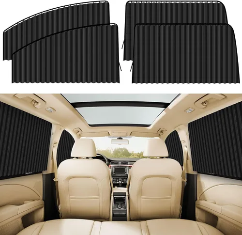 Vista 18 de ZATOOTO Parasol para ventana lateral de automóvil, 2 parasoles magnéticos de privacidad beige, cortina mantiene la pantalla más fresca para dormir