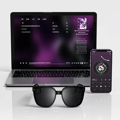 Vista 5 de Gafas de sol inteligentes Bluetooth, gafas de audio, lentes de nailon, micrófono y altavoz incorporados, protección UV, asistente de voz