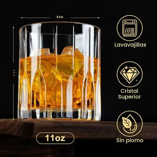 Vista 3 de Juego de 2 vasos de whisky de 11 onzas, vaso de bourbon, vasos de rocas