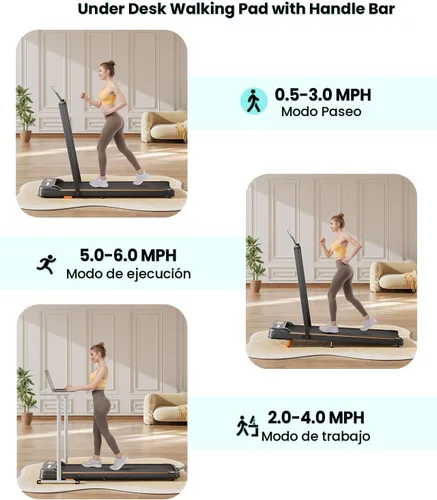 Vista 4 de Walking Pad with Incline, Under Desk Treadmill for Home Office Negro claro