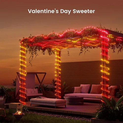 Vista 5 de YEELIGHT Luces de Navidad inteligentes, 200 luces LED de 66 pies que cambian de color con control remoto y conexión Bluetooth, cadena de luces LED