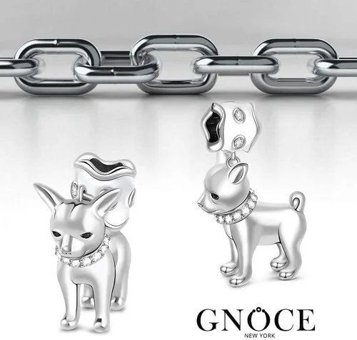 Vista 4 de Gnoce Collar con colgante de cachorro de plata de ley "Love My Chihuahua" collar para mascotas con circonita, joyería solitaria para mujeres, niñas