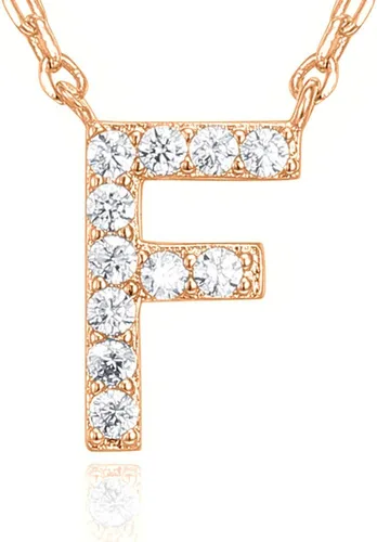 Vista 111 de PAVOI 14K White Gold Plated Cubic Zirconia Initial Necklace Letter Dainty Necklaces for Women