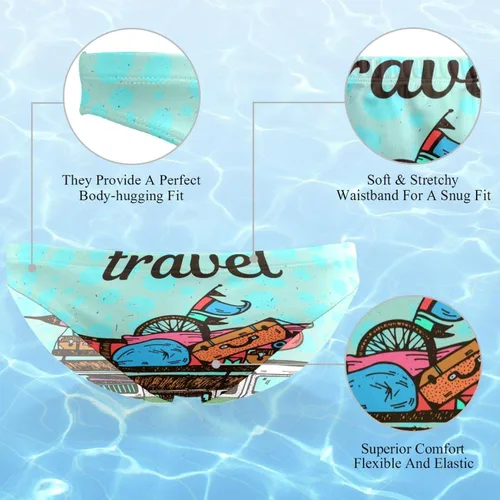 Vista 2 de Men Funny Mini Van and Luggage Let's Go Travel Art Swimsuit Brief Bikini Swimwear Sexy Swimsuit Swimming Short Quick Dry