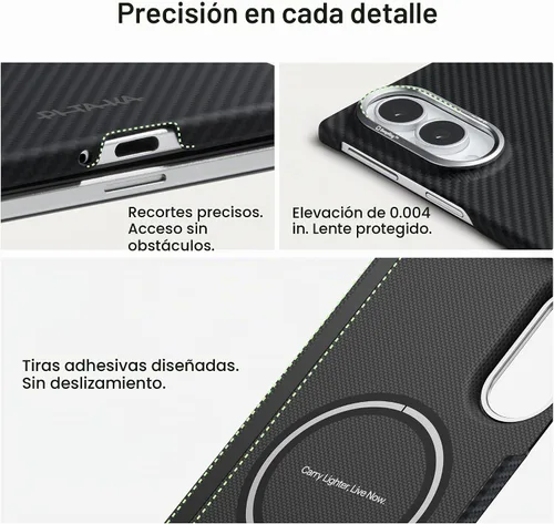 Vista 5 de pitaka Funda para Z Fold 8, sensación sin funda, tejido de aramida, negro Negro/Gris (Sarga)