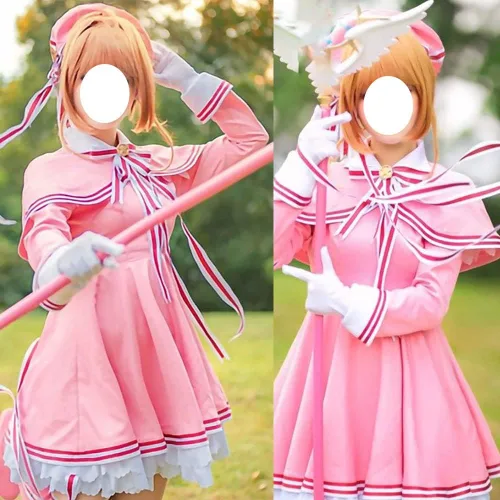 Vista 7 de Han shan Disfraz de cosplay, vestido de cosplay, vestido rosa, traje de batalla con sombrero para Halloween