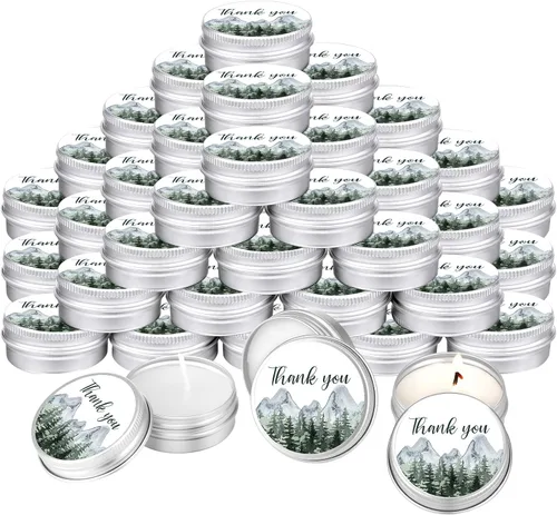Vista 14 de MTLEE 50 piezas de velas de boda azules florales, regalos de favores para invitados, 1 oz de cera de soja con aroma a lavanda, velas aromáticas
