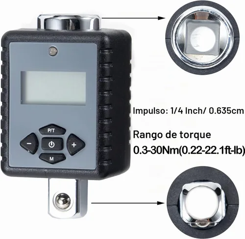 Vista 3 de ThreeH Adaptador de par digital de 1/4 de pulgada (0.22-22.1ft-lb/0.3-30Nm) con zumbador y flash LED, convertidor de llave dinamométrica digital