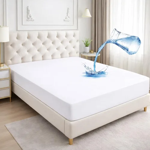 Vista 7 de Comfort Beddings Protector de colchón 100% algodón orgánico tamaño litera de caravana, funda de colchón de 250 GSM, impermeable, protector de cama