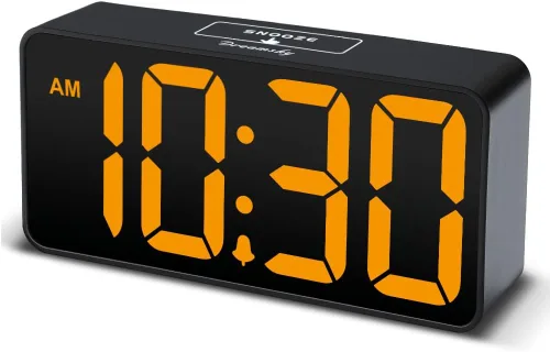 Vista 8 de DreamSky - Reloj despertador digital pequeño para dormitorio con números grandes Electric Bedside Desk Clock with USB Charging Port, Brightness