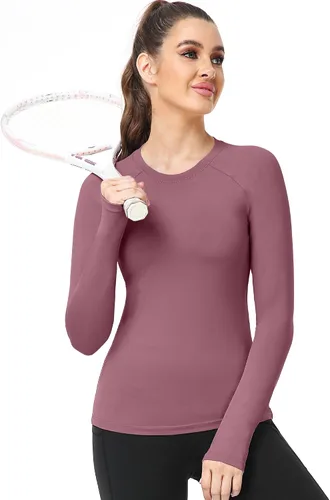 Vista 3 de CADMUS Camisa de manga larga para correr de secado rápido para mujer, camisas de entrenamiento