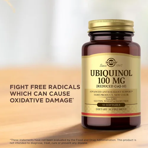 Vista 6 de Solgar Ubiquinol 100 mg (reducción de CoQ-10), 50 cápsulas blandas - Paquete de 2 - Apoyo antioxidante avanzado, salud cardíaca, salud general - Sin
